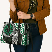 Green Aotearoa Niho Taniwha Leather Bag Maori Mythology Tooth - Taniko Motifs - Polynesian Pride