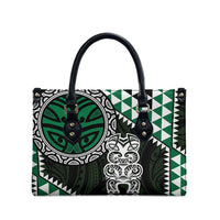 Green Aotearoa Niho Taniwha Leather Bag Maori Mythology Tooth - Taniko Motifs - Polynesian Pride