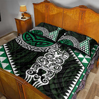 Green Aotearoa Niho Taniwha Quilt Bed Set Maori Mythology Tooth - Taniko Motifs LT14 - Polynesian Pride