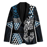 Blue Aotearoa Niho Taniwha Blazer Maori Mythology Tooth - Taniko Motifs - Polynesian Pride