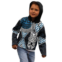 Blue Aotearoa Niho Taniwha Kid Hoodie Maori Mythology Tooth - Taniko Motifs