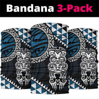 Blue Aotearoa Niho Taniwha Neck Gaiter Maori Mythology Tooth - Taniko Motifs - Polynesian Pride