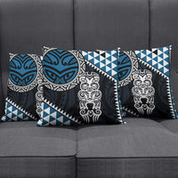 Blue Aotearoa Niho Taniwha Pillow Cover Maori Mythology Tooth - Taniko Motifs - Polynesian Pride