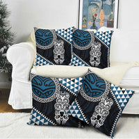 Blue Aotearoa Niho Taniwha Pillow Cover Maori Mythology Tooth - Taniko Motifs - Polynesian Pride