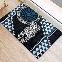 Blue Aotearoa Niho Taniwha Rubber Doormat Maori Mythology Tooth - Taniko Motifs LT14 - Polynesian Pride