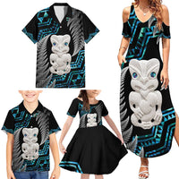 Aotearoa Taniko Paua Shell With Hei Tiki Family Matching Summer Maxi Dress and Hawaiian Shirt