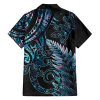 New Zealand Lizard Family Matching Off Shoulder Short Dress and Hawaiian Shirt Silver Fern Aotearoa Maori With Paua Shell LT14 - Polynesian Pride