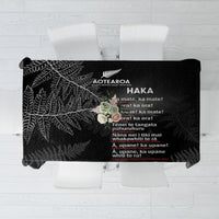 Custom New Zealand Haka Rugby Tablecloth 2024 Pacific Go Black Silver Fern