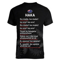 New Zealand Haka Rugby Women V Neck T Shirt 2024 Pacific Go Black Silver Fern LT14 - Polynesian Pride
