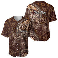 Personalised Polynesia Zodiac Capricorn Baseball Jersey Galaxy Polynesian Pattern Chest Tattoo Style