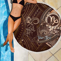 Personalised Polynesia Zodiac Capricorn Beach Blanket Galaxy Polynesian Pattern Chest Tattoo Style