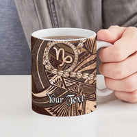 Personalised Polynesia Zodiac Capricorn Ceramic Mug Galaxy Polynesian Pattern Chest Tattoo Style