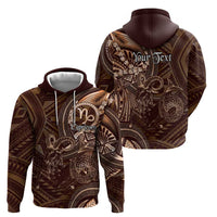 Personalised Polynesia Zodiac Capricorn Hoodie Galaxy Polynesian Pattern Chest Tattoo Style