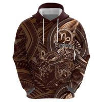 Personalised Polynesia Zodiac Capricorn Hoodie Galaxy Polynesian Pattern Chest Tattoo Style
