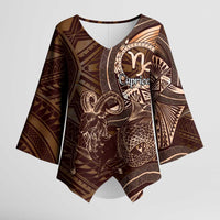 Personalised Polynesia Zodiac Capricorn Kimono Sleeve Blouse Galaxy Polynesian Pattern Chest Tattoo Style