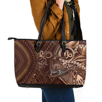 Personalised Polynesia Zodiac Capricorn Leather Tote Bag Galaxy Polynesian Pattern Chest Tattoo Style