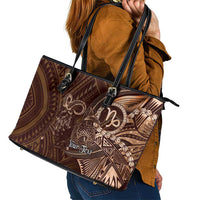 Personalised Polynesia Zodiac Capricorn Leather Tote Bag Galaxy Polynesian Pattern Chest Tattoo Style