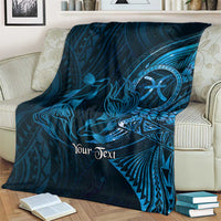 Personalised Polynesia Zodiac Pisces Blanket Galaxy Polynesian Pattern Chest Tattoo Style