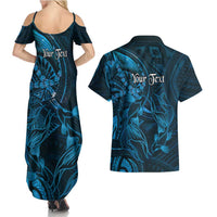 Personalised Polynesia Zodiac Pisces Couples Matching Summer Maxi Dress and Hawaiian Shirt Galaxy Polynesian Pattern Chest Tattoo Style