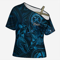Personalised Polynesia Zodiac Pisces Cross Shoulder Shirt Galaxy Polynesian Pattern Chest Tattoo Style