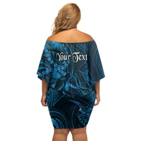 Personalised Polynesia Zodiac Pisces Family Matching Off Shoulder Short Dress and Hawaiian Shirt Galaxy Polynesian Pattern Chest Tattoo Style