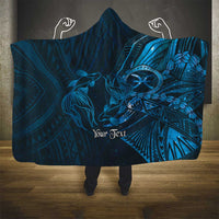 Personalised Polynesia Zodiac Pisces Hooded Blanket Galaxy Polynesian Pattern Chest Tattoo Style