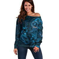 Personalised Polynesia Zodiac Pisces Off Shoulder Sweater Galaxy Polynesian Pattern Chest Tattoo Style