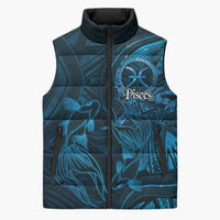 Personalised Polynesia Zodiac Pisces Sleeveless Puffer Jacket Galaxy Polynesian Pattern Chest Tattoo Style
