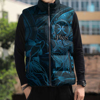 Personalised Polynesia Zodiac Pisces Sleeveless Puffer Jacket Galaxy Polynesian Pattern Chest Tattoo Style