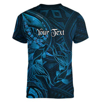 Personalised Polynesia Zodiac Pisces Women V-Neck T-Shirt Galaxy Polynesian Pattern Chest Tattoo Style