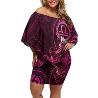 Personalised Polynesia Zodiac Libra Family Matching Off Shoulder Short Dress and Hawaiian Shirt Galaxy Polynesian Pattern Chest Tattoo Style