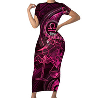 Personalised Polynesia Zodiac Libra Family Matching Short Sleeve Bodycon Dress and Hawaiian Shirt Galaxy Polynesian Pattern Chest Tattoo Style