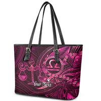 Personalised Polynesia Zodiac Libra Leather Tote Bag Galaxy Polynesian Pattern Chest Tattoo Style