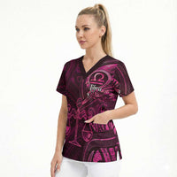 Personalised Polynesia Zodiac Libra Scrub Top Galaxy Polynesian Pattern Chest Tattoo Style