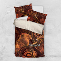 Personalised Polynesia Zodiac Leo Bedding Set Galaxy Polynesian Pattern Chest Tattoo Style