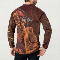 Personalised Polynesia Zodiac Leo Button Sweatshirt Galaxy Polynesian Pattern Chest Tattoo Style