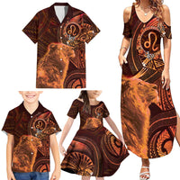 Personalised Polynesia Zodiac Leo Family Matching Summer Maxi Dress and Hawaiian Shirt Galaxy Polynesian Pattern Chest Tattoo Style