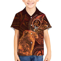 Personalised Polynesia Zodiac Leo Kid Hawaiian Shirt Galaxy Polynesian Pattern Chest Tattoo Style