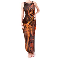 Personalised Polynesia Zodiac Leo Tank Maxi Dress Galaxy Polynesian Pattern Chest Tattoo Style