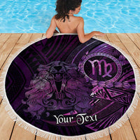 Personalised Polynesia Zodiac Virgo Beach Blanket Galaxy Polynesian Pattern Chest Tattoo Style