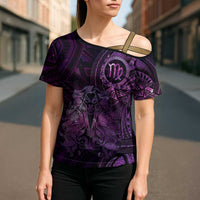 Personalised Polynesia Zodiac Virgo Cross Shoulder Shirt Galaxy Polynesian Pattern Chest Tattoo Style