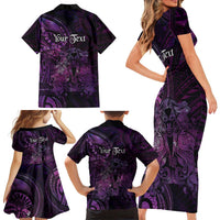 Personalised Polynesia Zodiac Virgo Family Matching Short Sleeve Bodycon Dress and Hawaiian Shirt Galaxy Polynesian Pattern Chest Tattoo Style