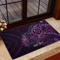Personalised Polynesia Zodiac Virgo Rubber Doormat Galaxy Polynesian Pattern Chest Tattoo Style