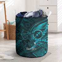 Personalised Polynesia Zodiac Sagittarius Laundry Basket Galaxy Polynesian Pattern Chest Tattoo Style
