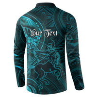 Personalised Polynesia Zodiac Sagittarius Button Sweatshirt Galaxy Polynesian Pattern Chest Tattoo Style