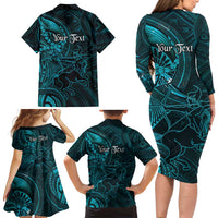Personalised Polynesia Zodiac Sagittarius Family Matching Long Sleeve Bodycon Dress and Hawaiian Shirt Galaxy Polynesian Pattern Chest Tattoo Style LT14 - Polynesian Pride