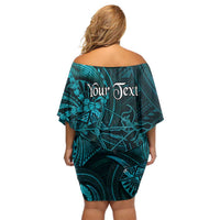 Personalised Polynesia Zodiac Sagittarius Family Matching Off Shoulder Short Dress and Hawaiian Shirt Galaxy Polynesian Pattern Chest Tattoo Style