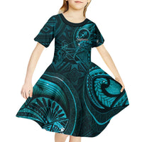 Personalised Polynesia Zodiac Sagittarius Kid Short Sleeve Dress Galaxy Polynesian Pattern Chest Tattoo Style
