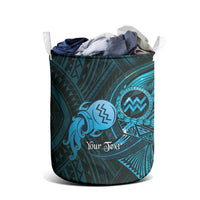 Personalised Polynesia Zodiac Aquarius Laundry Basket Galaxy Polynesian Pattern Chest Tattoo Style