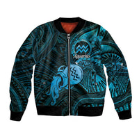 Personalised Polynesia Zodiac Aquarius Bomber Jacket Galaxy Polynesian Pattern Chest Tattoo Style